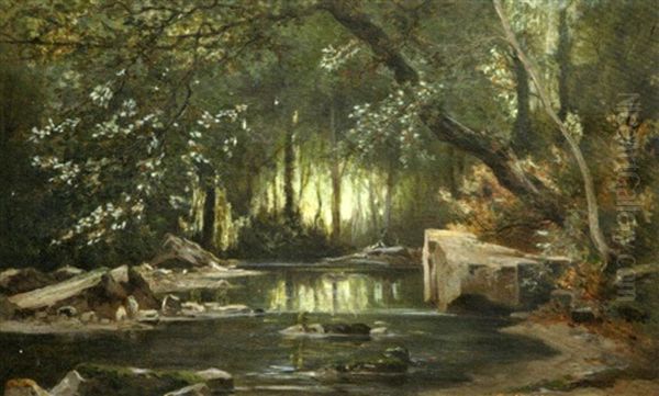 Lavandieres En Foret Oil Painting by Paul Marcellin Berthier