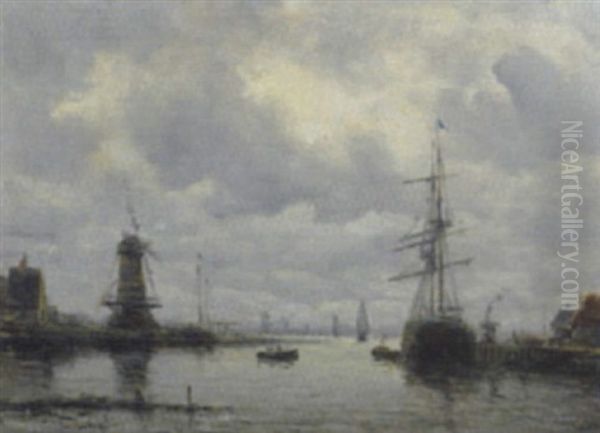 Hafen Im Ijsselmeer Oil Painting by Nicolas Berthon