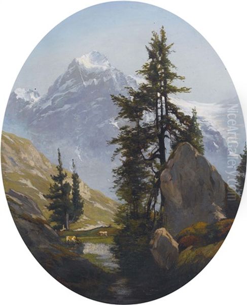 Der Eiger Oil Painting by Auguste Henry Berthoud