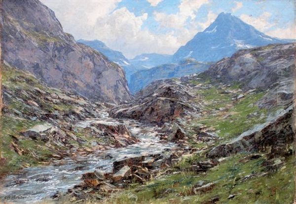 Le Domenon A La Pra De Belledonne Oil Painting by Charles Alexandre Bertier