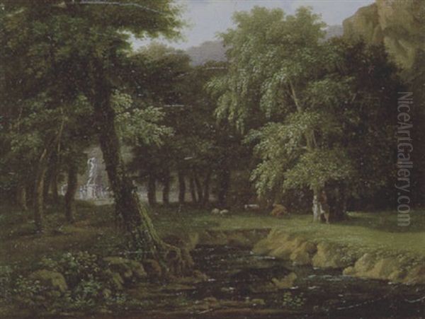 Procession Autour De La Statue De Diane Oil Painting by Jean Victor Bertin