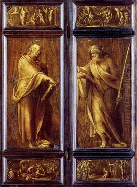 San Pietro E San Paolo Con Scene Delle Loro Vite (2 Works) Oil Painting by Jacopo Bertoia