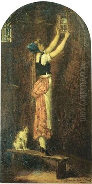 Le Lait Du Chat Oil Painting by James Bertrand