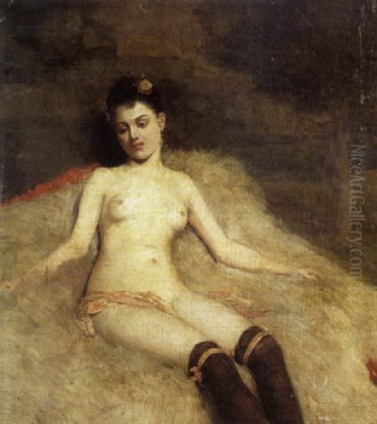 L'attente Oil Painting by James Bertrand