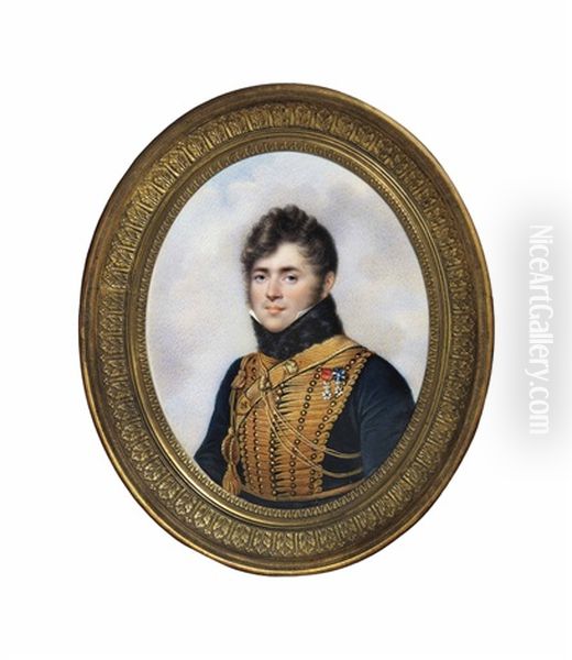 Jacques Marie Anatole Le Clerc, Count, Later Marquis De Juigne (1788-1845), In The Uniform Of An Aide-de-camp To The Marshall Of The 1st Empire Oil Painting by Vincent Bertrand