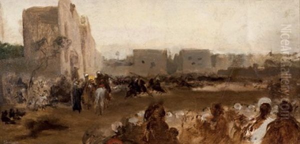 Batalla Oil Painting by Mariano Bertuchi