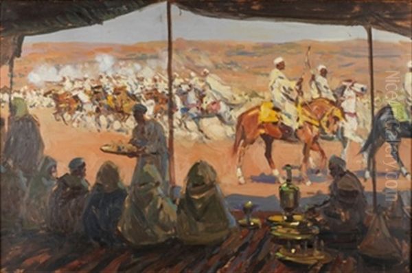 Corrida De La Polvora Oil Painting by Mariano Bertuchi