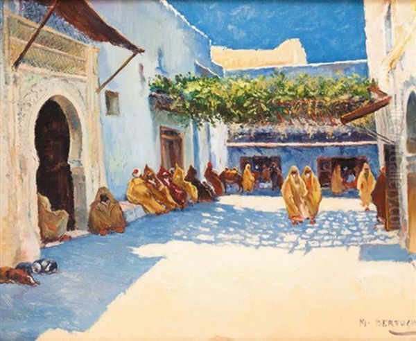 Quartier De Tetouan Oil Painting by Mariano Bertuchi