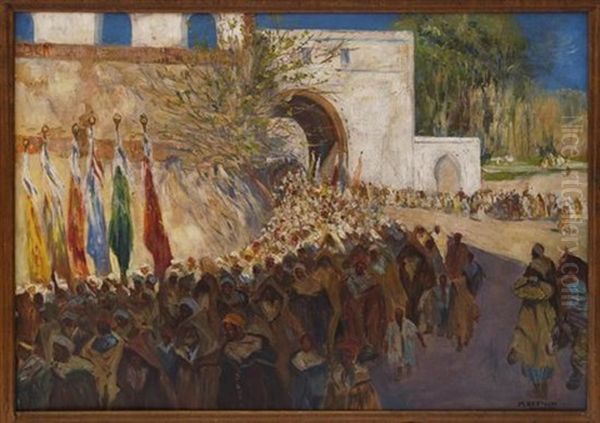 Procesion Oil Painting by Mariano Bertuchi