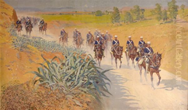 Salida De La Escuadra De Batidores De La Artilleria Montada Espanola Oil Painting by Mariano Bertuchi