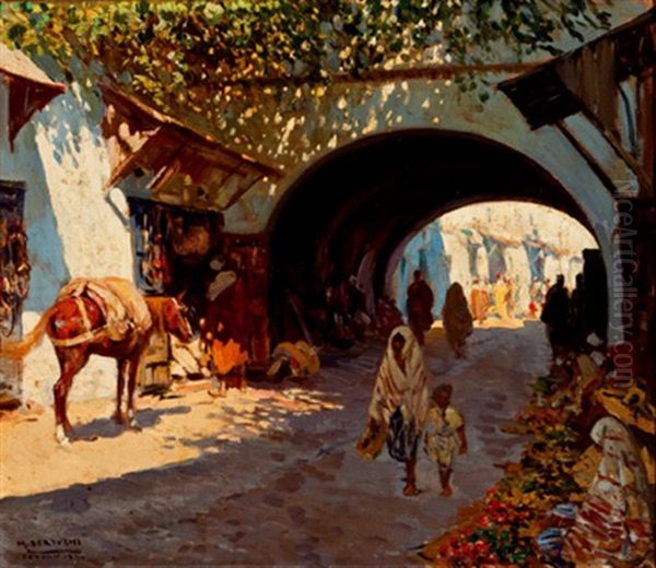 Calle Al-ayun, Medina De Tetuan Oil Painting by Mariano Bertuchi