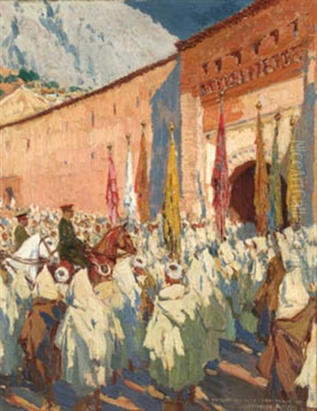 Entrada Del Alto Comisario Oil Painting by Mariano Bertuchi