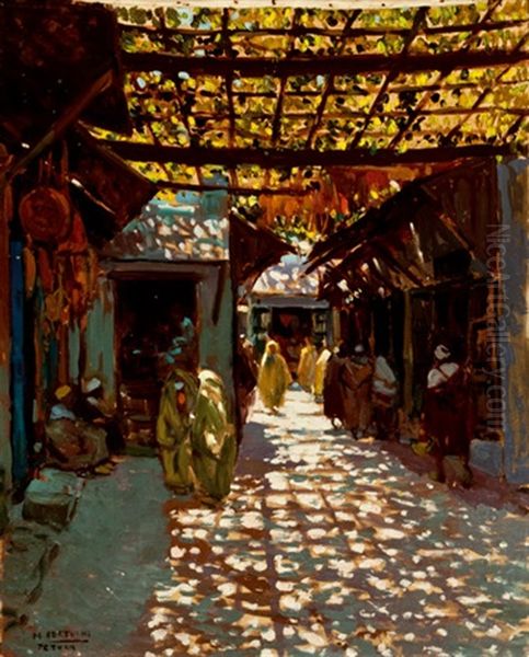 Calle De Los Babucheros Oil Painting by Mariano Bertuchi