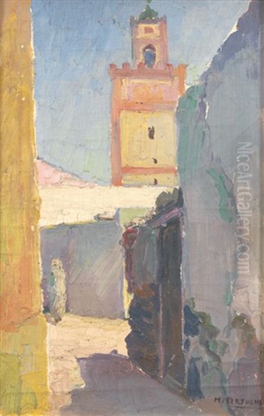 Ruelle Devant Le Minaret Oil Painting by Mariano Bertuchi