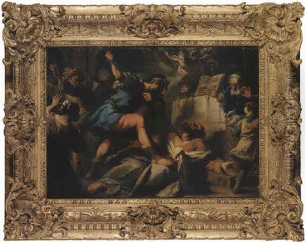 The Martydom Of A Male Saint At An Altar Oil Painting by NIcola Bertuzzi