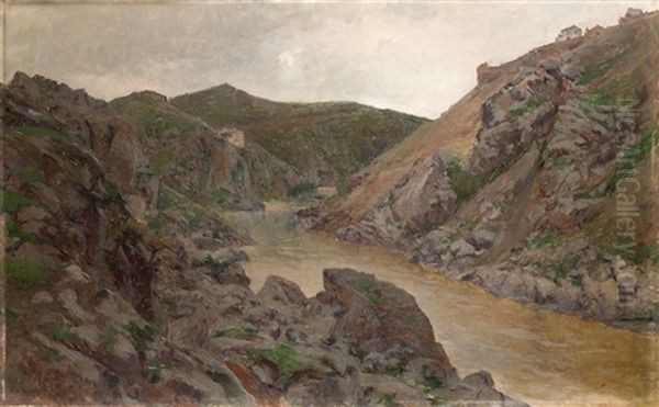 El Rio Tajo A Su Paso Por Toledo Oil Painting by Aureliano de Beruete y Moret