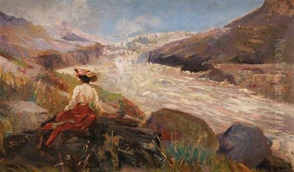 Le Repos En Montagne Oil Painting by Aureliano de Beruete y Moret