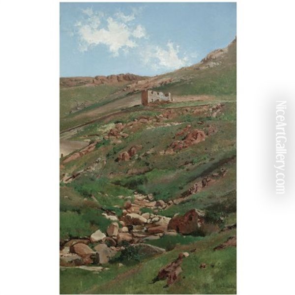 Un Paisaje De El Escorial (landscape In El Escorial) Oil Painting by Aureliano de Beruete y Moret