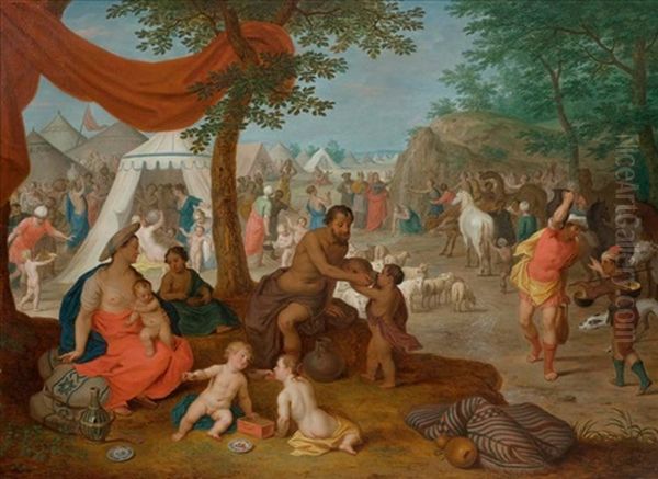 Das Quellwunder Des Moses (collab. W/workshop) Oil Painting by Balthasar Beschey