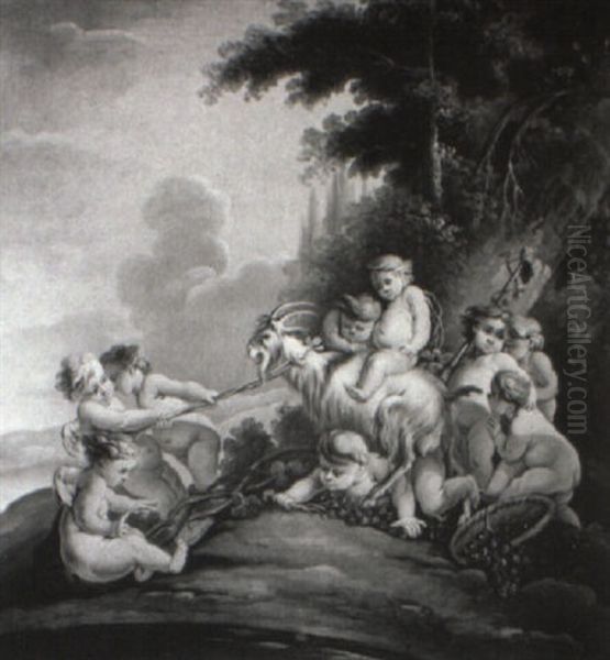 Putti Playing With A Goat Oil Painting by Balthasar Beschey