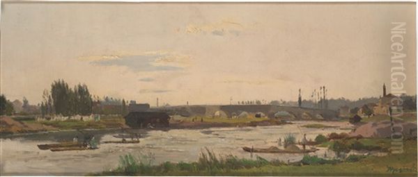 At The Riverside Oil Painting by Albert Besnard