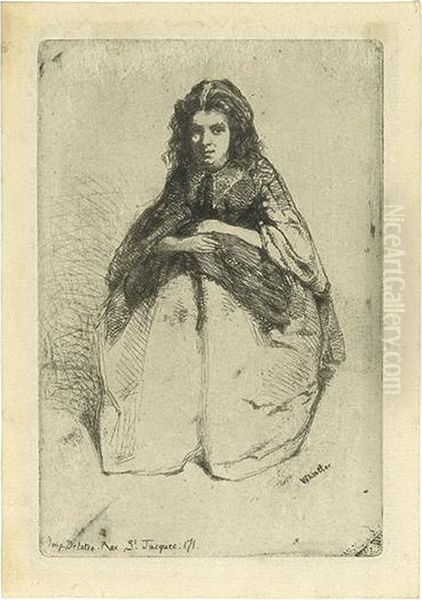 Etching On Cream Laid Japan Paper, 1859. 163x110 Mm; 6 3/8x4 1/4 Inches, Small Margins. Fourth State (of 4). A Very Good, Early Impression With Warm Plate Tone And The Marks From The Vice Printing In The Lower Right. Kennedy 13. Oil Painting by James Abbott McNeill Whistler