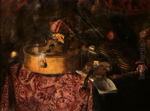 Nature Morte Aux Instruments De Musique Oil Painting by Bartolomeo Bettera