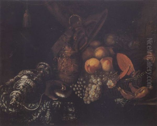 Bodegon De Frutas Con Jarras Y Nautilus Oil Painting by Bartolomeo Bettera