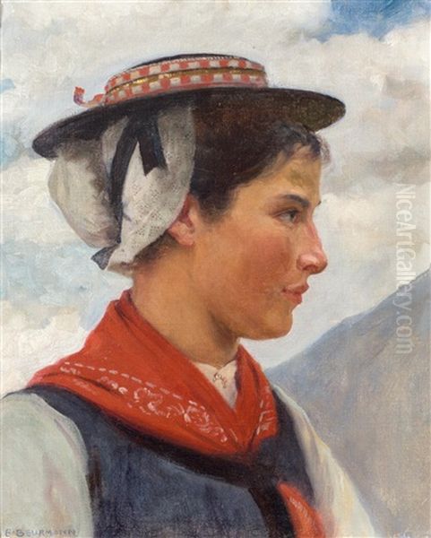 Fille D'evolene Oil Painting by Emil Beurmann