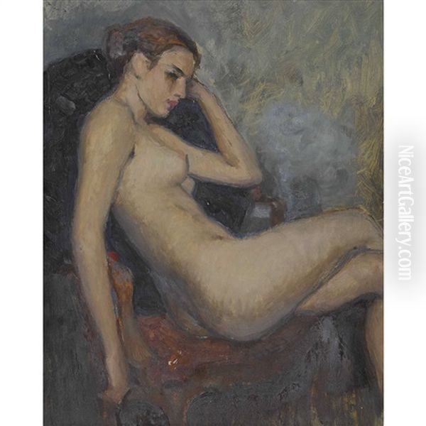 Sitzender Weiblicher Akt Oil Painting by Emil Beurmann