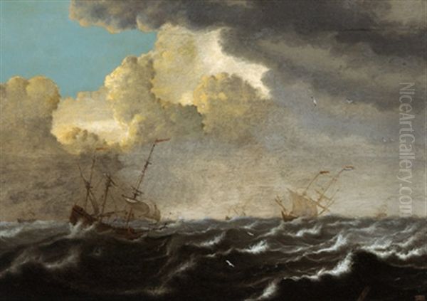 Schiffe Im Seesturm Oil Painting by Abraham van Beyeren