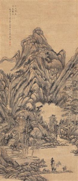 Landscape (after Wang Yuanqi) Oil Painting by  Bi Han