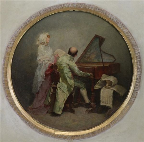 The Music Lesson Oil Painting by Mose Bianchi