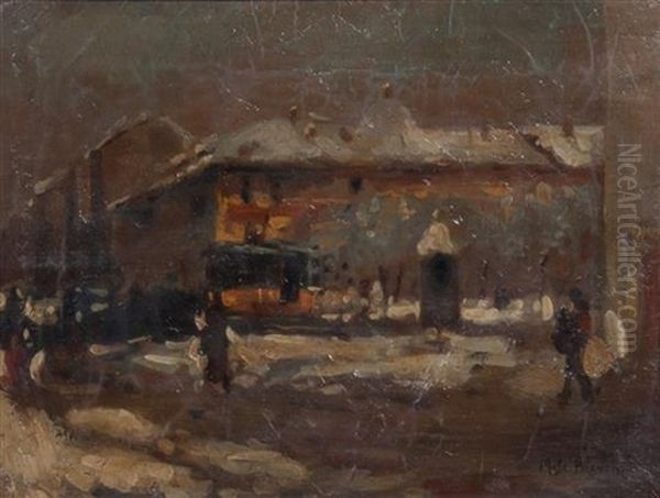 Milano Sotto La Neve Oil Painting by Mose Bianchi