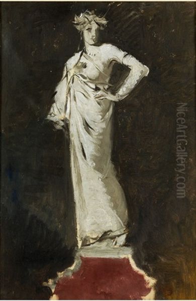 Entwurf Fur Eine Frauenstatue Oil Painting by Mose Bianchi