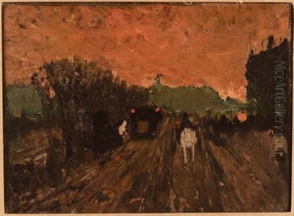 Veduta Di Milano Oil Painting by Mose Bianchi