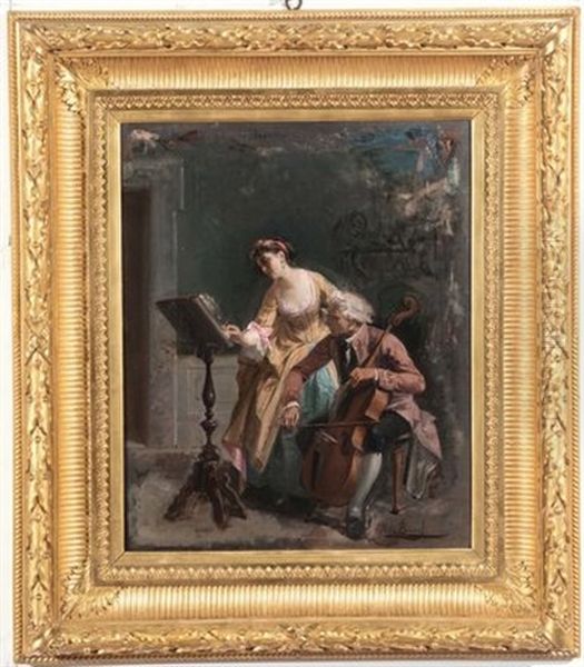 Lezioni Di Musica Oil Painting by Mose Bianchi