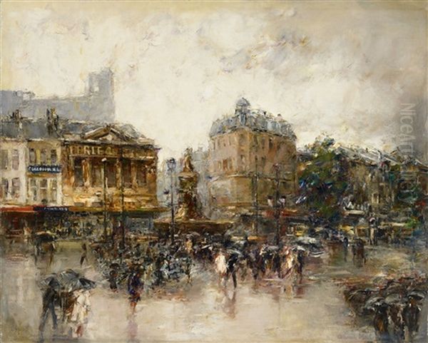 Place De Clichy, Paris Oil Painting by Mose Bianchi