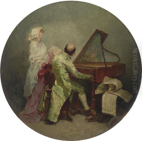 The Music Lesson Oil Painting by Mose Bianchi