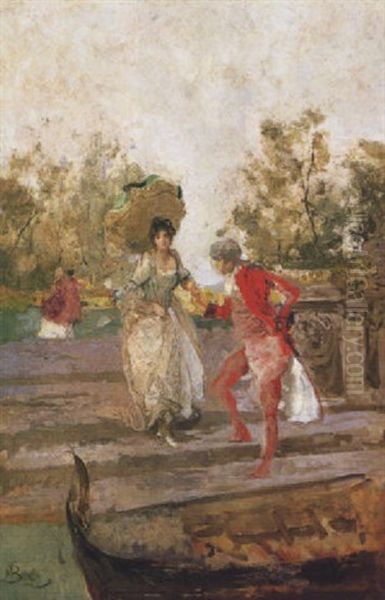 Scena Galante Oil Painting by Mose Bianchi