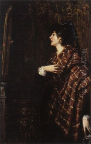 Signora All Specchio Oil Painting by Mose Bianchi