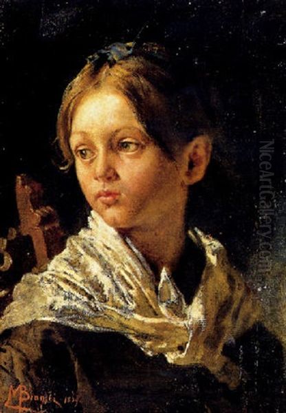 Ritratto Di Bambina Oil Painting by Mose Bianchi