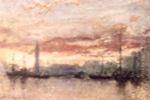 Venetian Sunset Oil Painting by Mose Bianchi