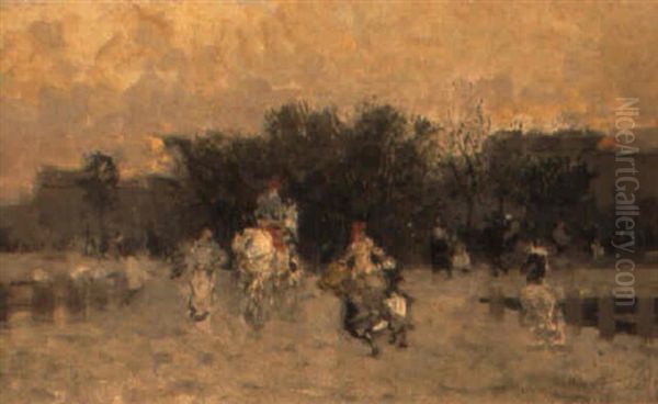 Parco Di Monza Oil Painting by Mose Bianchi