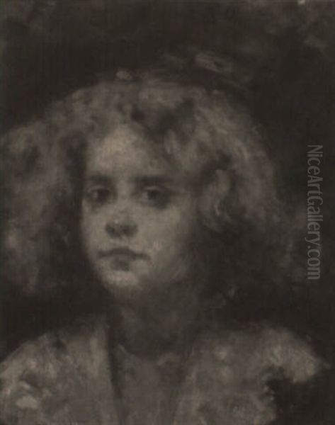 Portrait Of A Young Girl Oil Painting by Mose Bianchi