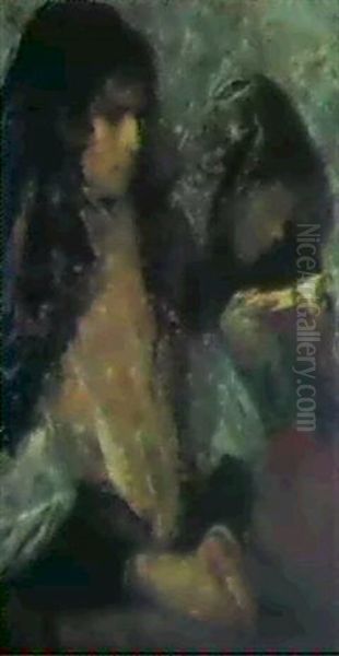 Giovani Donne In Preghiera Oil Painting by Mose Bianchi