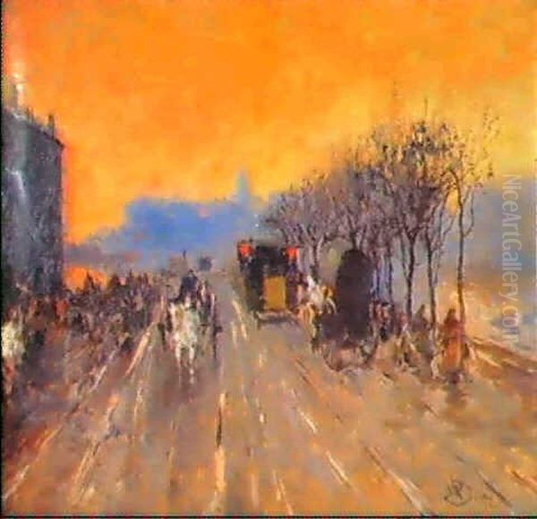 Tramonto A Milano Oil Painting by Mose Bianchi