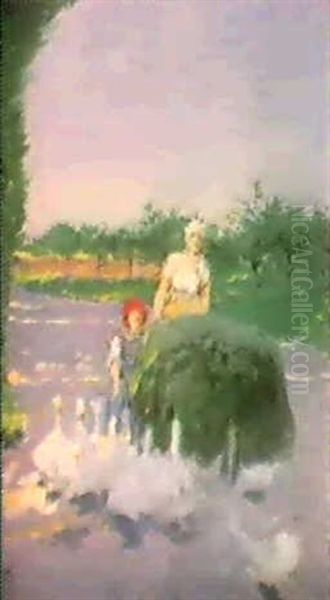 Dans Le Parc En Automme,paris Oil Painting by Mose Bianchi