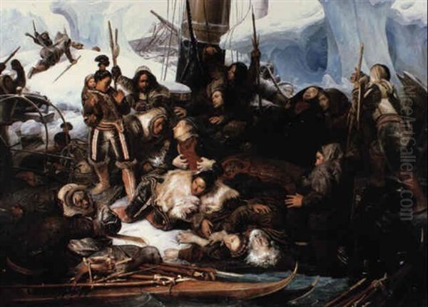 Naufrage Dans Les Mers Polaires Oil Painting by Francois Auguste Biard