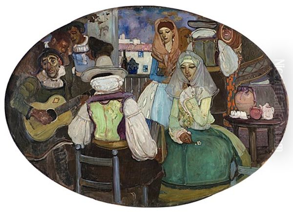 Melodie Oil Painting by Giuseppe Biasi Da Teulada